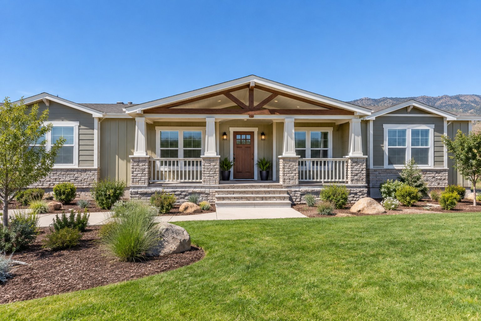 A new double wide manufactured home, illustrative